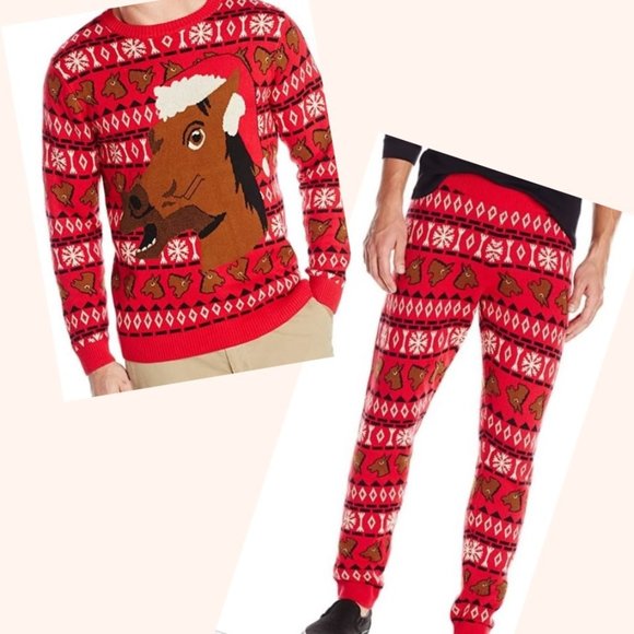 Alex Stevens Ugly Christmas Horse Sweater  Set - Picture 1 of 10